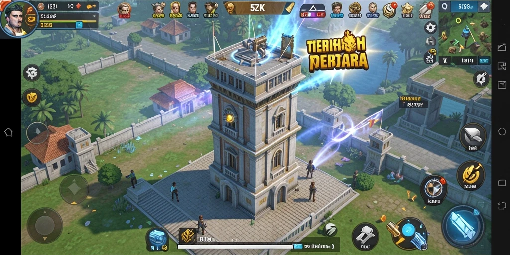 Tangkapan layar game Tower Defense yang menunjukkan pertarungan menegangkan.