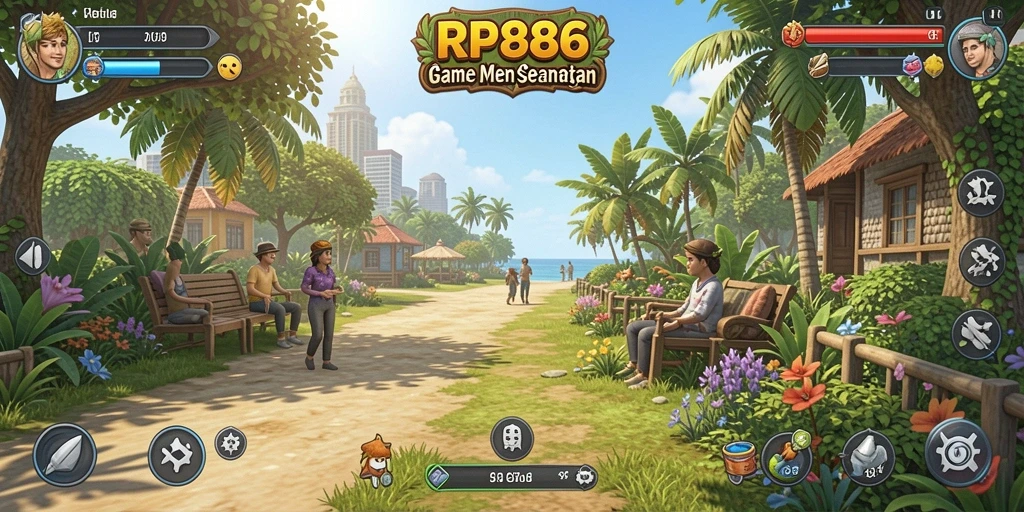 Tampilan grafis cerah dari gameplay RP886 yang santai.